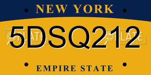 5DSQ212 New York License Plate
