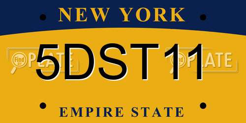 5DST11 New York License Plate