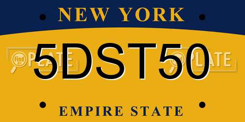 5DST50 New York License Plate