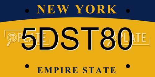 5DST80 New York License Plate