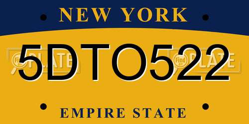 5DTO522 New York License Plate