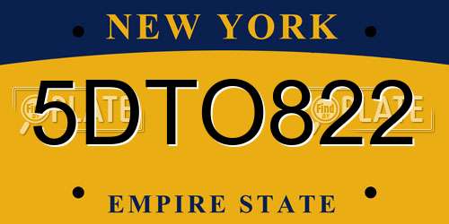 5DTO822 New York License Plate