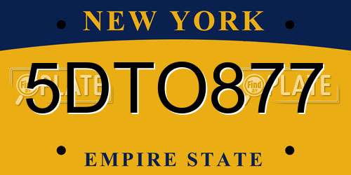 5DTO877 New York License Plate