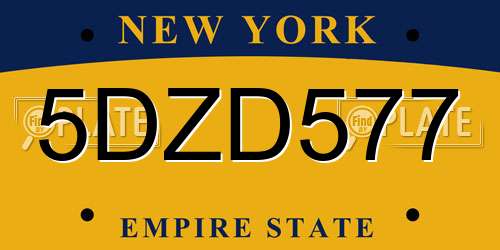 5DZD577 New York License Plate