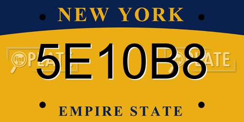 5E10B8 New York License Plate