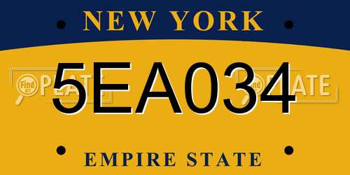 5EA034 New York License Plate