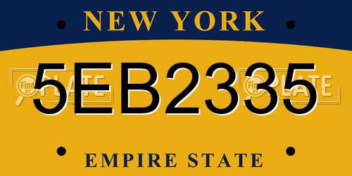5EB2335 New York License Plate