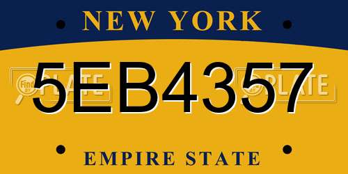 5EB4357 New York License Plate