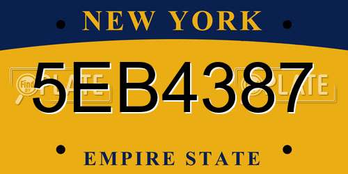 5EB4387 New York License Plate
