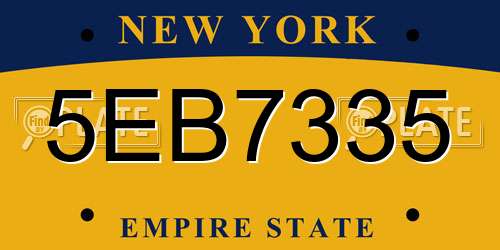 5EB7335 New York License Plate