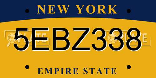 5EBZ338 New York License Plate