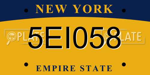 5EI058 New York License Plate