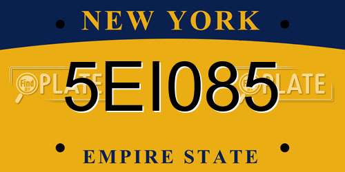 5EI085 New York License Plate