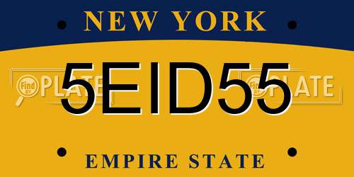 5EID55 New York License Plate