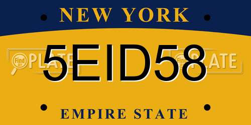 5EID58 New York License Plate