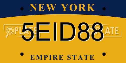 5EID88 New York License Plate