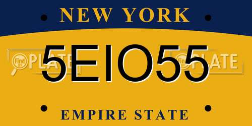 5EIO55 New York License Plate