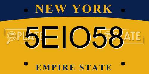 5EIO58 New York License Plate