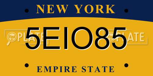 5EIO85 New York License Plate