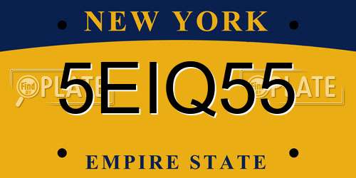 5EIQ55 New York License Plate