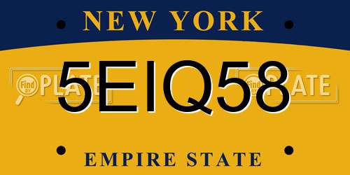 5EIQ58 New York License Plate