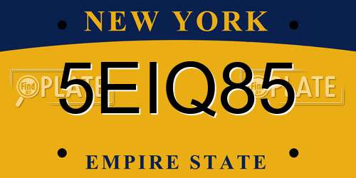 5EIQ85 New York License Plate