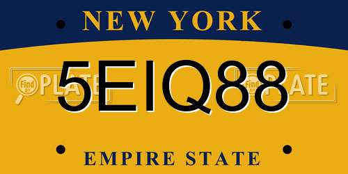 5EIQ88 New York License Plate