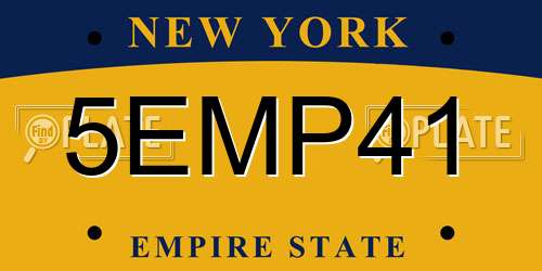 5EMP41 New York License Plate