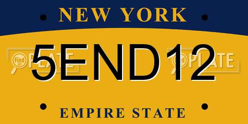 5END12 New York License Plate
