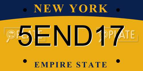 5END17 New York License Plate
