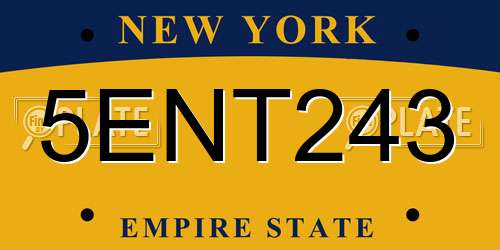 5ENT243 New York License Plate