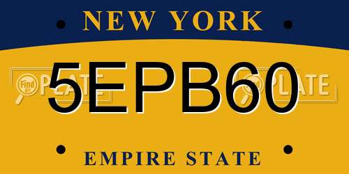 5EPB60 New York License Plate