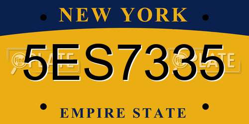 5ES7335 New York License Plate