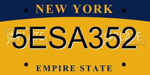 5ESA352 New York License Plate