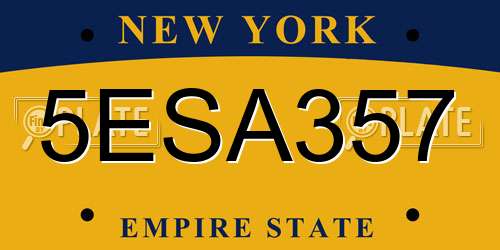 5ESA357 New York License Plate