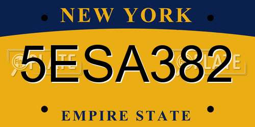 5ESA382 New York License Plate