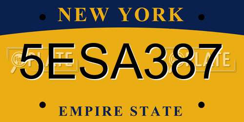 5ESA387 New York License Plate