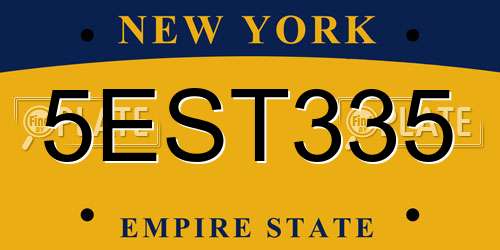 5EST335 New York License Plate