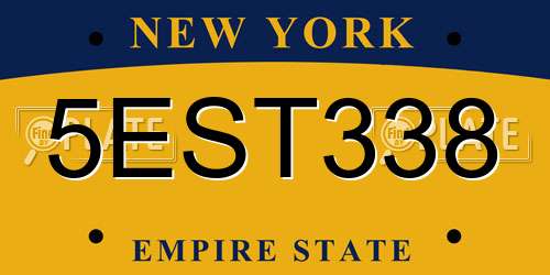 5EST338 New York License Plate