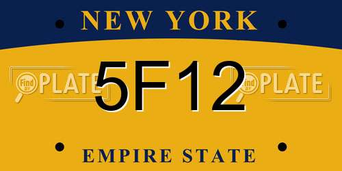 5F12 New York License Plate