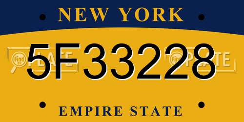 5F33228 New York License Plate