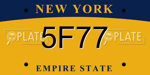 5F77 New York License Plate