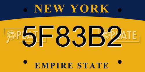 5F83B2 New York License Plate