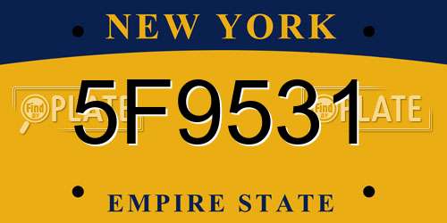 5F9531 New York License Plate