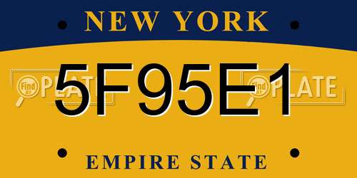 5F95E1 New York License Plate