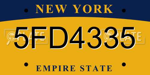 5FD4335 New York License Plate