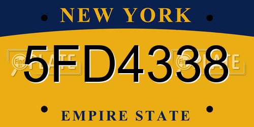 5FD4338 New York License Plate