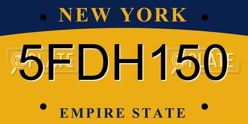 5FDH150 New York License Plate