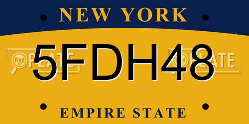 5FDH48 New York License Plate