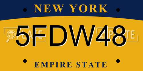 5FDW48 New York License Plate